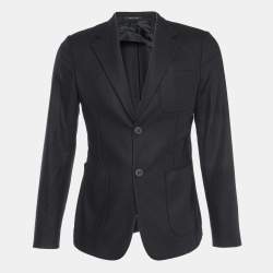 Pre Owned Emporio Armani Black Wool Blend Johnny Line Blazer S