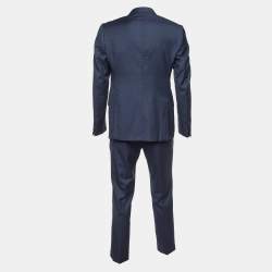 Pre Owned Emporio Armani Navy Blue Wool Suit M