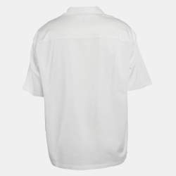 Pre Owned Emporio Armani White Floral Embroidery Lyocell Blend Oversized Shirt XXL