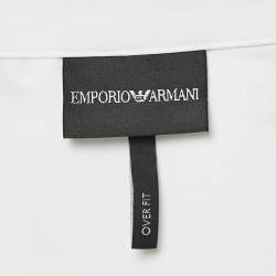 Pre Owned Emporio Armani White Floral Embroidery Lyocell Blend Oversized Shirt XXL