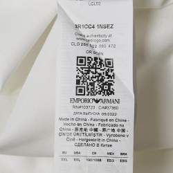 Pre Owned Emporio Armani White Floral Embroidery Lyocell Blend Oversized Shirt XXL