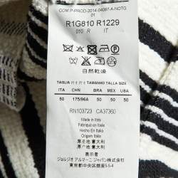 Emporio Armani Monochrome Striped Cotton Button Front Jacket L