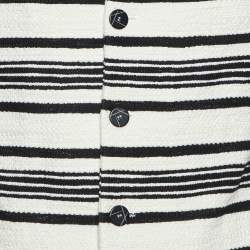 Emporio Armani Monochrome Striped Cotton Button Front Jacket L