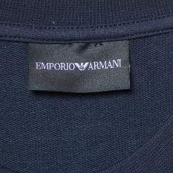 Pre Owned Emporio Armani Navy Blue Logo Print Cotton Sweatshirt L