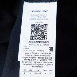 Pre Owned Emporio Armani Navy Blue Logo Print Cotton Sweatshirt L