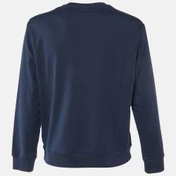 Pre Owned Emporio Armani Navy Blue Logo Print Cotton Sweatshirt L