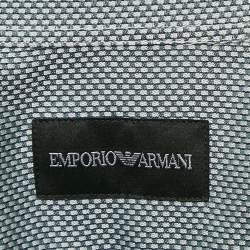 Pre Owned Emporio Armani Green Patterned Cotton Long Sleeve Shirt M