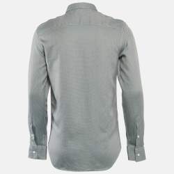 Pre Owned Emporio Armani Green Patterned Cotton Long Sleeve Shirt M
