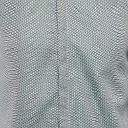 Pre Owned Emporio Armani Green Patterned Cotton Long Sleeve Shirt M