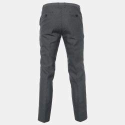 Emporio Armani Black Herringbone Wool & Silk Tailored Trousers M