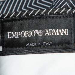 Emporio Armani Black Herringbone Wool & Silk Tailored Trousers M