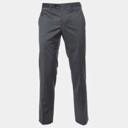 Pre Owned Emporio Armani Grey Virgin Wool Pants M