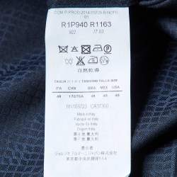 Emporio Armani Navy Blue Patterned Wool Pleated Trousers M