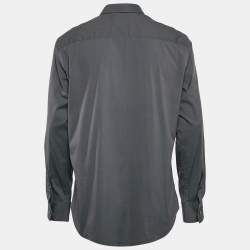 Emporio Armani Grey Stretch Cotton Long Sleeve Shirt XXXL