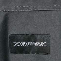 Emporio Armani Grey Stretch Cotton Long Sleeve Shirt XXXL