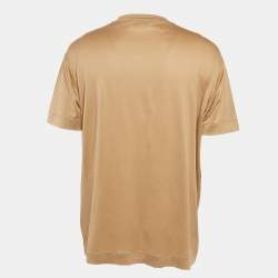 Pre Owned Emporio Armani Beige Logo Applique Cotton T-Shirt XXL
