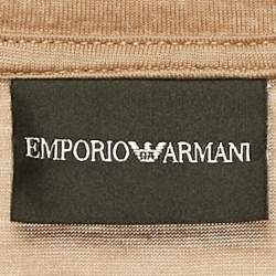 Pre Owned Emporio Armani Beige Logo Applique Cotton T-Shirt XXL