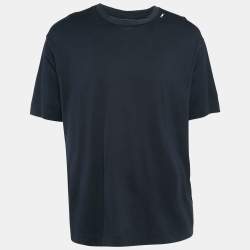Emporio Armani Navy Blue Logo Embroidered Cotton Crew Neck T-Shirt XXL