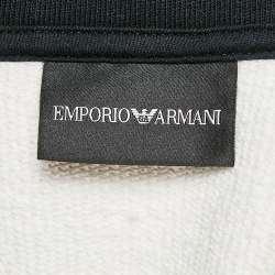 Pre Owned Emporio Armani  Black/White Logo Applique Cotton Sweatshirt L