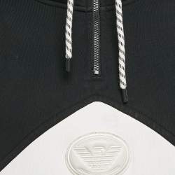Pre Owned Emporio Armani  Black/White Logo Applique Cotton Sweatshirt L