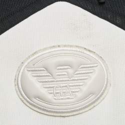 Pre Owned Emporio Armani  Black/White Logo Applique Cotton Sweatshirt L