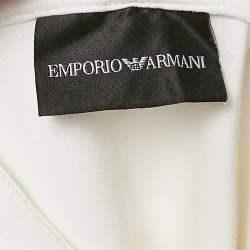 Emporio Armani White Logo Print Neoprene Short Sleeve Hoodie L