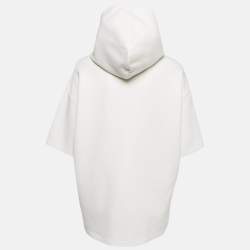 Emporio Armani White Logo Print Neoprene Short Sleeve Hoodie L