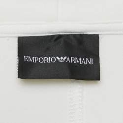 Emporio Armani White Neoprene Zip-Up Hoodie M
