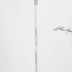 Emporio Armani White Neoprene Zip-Up Hoodie M