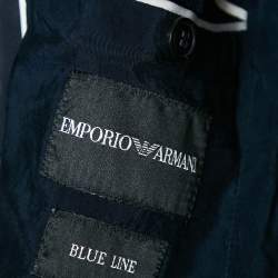Pre Owned Emporio Armani Navy Blue Wool Blend Single Breasted Blazer M