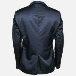 Pre Owned Emporio Armani Navy Blue Wool Blend Single Breasted Blazer M