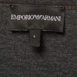 Pre Owned Emporio Armani Grey Logo Embroidered Double Jersey Sweatshirt L
