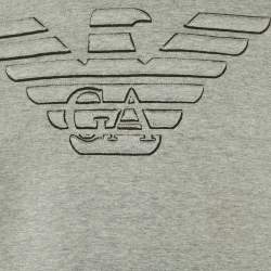 Pre Owned Emporio Armani Grey Logo Embroidered Double Jersey Sweatshirt L