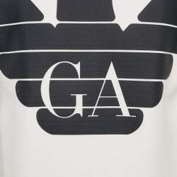 Pre Owned Emporio Armani White Logo Textured Print Jersey Sweatshirt M