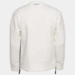 Pre Owned Emporio Armani White Logo Textured Print Jersey Sweatshirt M