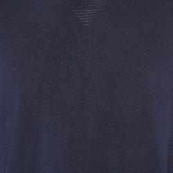 Pre Owned Emporio Armani Navy Blue Knit Crew Neck Sweater M