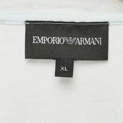 Pre Owned Emporio Armani Blue Printed Cotton T-Shirt XL