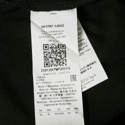 Pre Owned Emporio Armani Black Logo Print Cotton Crew Neck T-Shirt XL