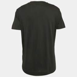 Pre Owned Emporio Armani Black Logo Print Cotton Crew Neck T-Shirt XL