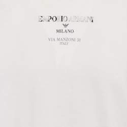 Pre Owned Emporio Armani White Logo Print Crew Neck T-Shirt L
