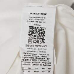 Pre Owned Emporio Armani White Embroidered Cotton T-Shirt XS
