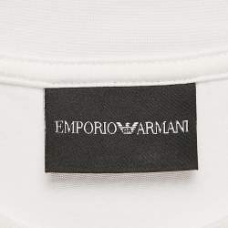Pre Owned Emporio Armani White Embroidered Cotton T-Shirt XS