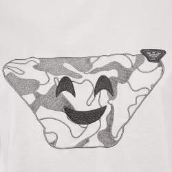Pre Owned Emporio Armani White Embroidered Cotton T-Shirt XS