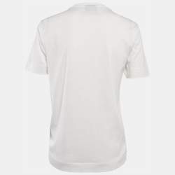 Pre Owned Emporio Armani White Embroidered Cotton T-Shirt XS