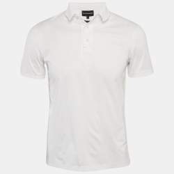 Pre Owned Emporio Armani Essential White Cotton Jersey Polo T-Shirt S