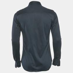 Pre Owned Emporio Armani Navy Blue Cotton Jersey Long Sleeve Shirt L