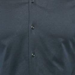Pre Owned Emporio Armani Navy Blue Cotton Jersey Long Sleeve Shirt L