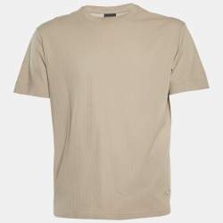 Emporio Armani Beige Textured Knit Crew Neck T-Shirt XL