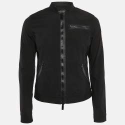 Emporio Armani Black Textured Synthetic Johnny Slim Fit Jacket M