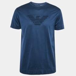 Emporio Armani Navy Blue Logo Embroidered Jersey T-Shirt XL